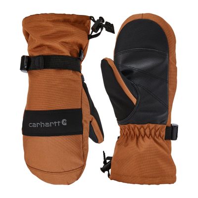 Carhartt Kids' Waterproof Insulated Gauntlet Mitt, Brown/Black, Medium