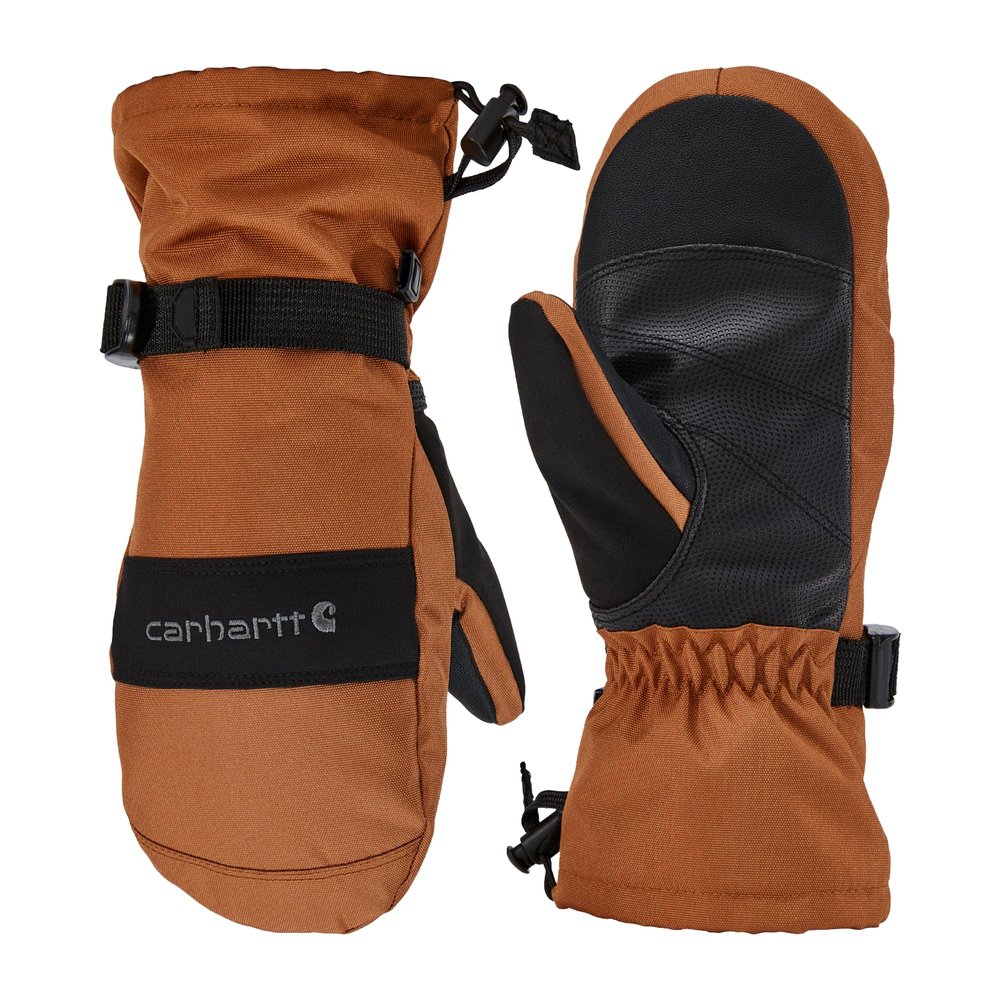 Carhartt Kids' Waterproof Insulated Gauntlet Mitt, Brown/Black, Medium