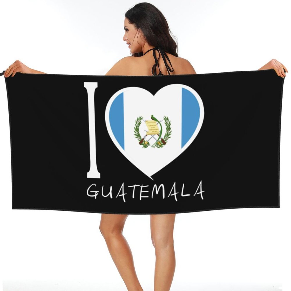 I Love Guatemala Beach Towel Microfiber Super Soft Beach Towels Quick Dry Towel for Swimmers Sand Proof Beach Towels for Women Men Girls Large Bath Towels 30x60inches