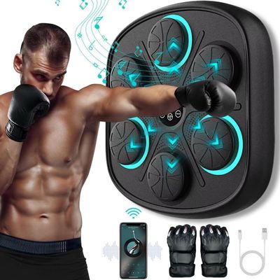 2026 New Music Boxing Machine for Adults - Smart Bluetooth 2.0 Wall-Mounted Boxing Machine with Gloves Punching Bag for Home, Office, and Gym, 9 Modes & 9 Speeds
