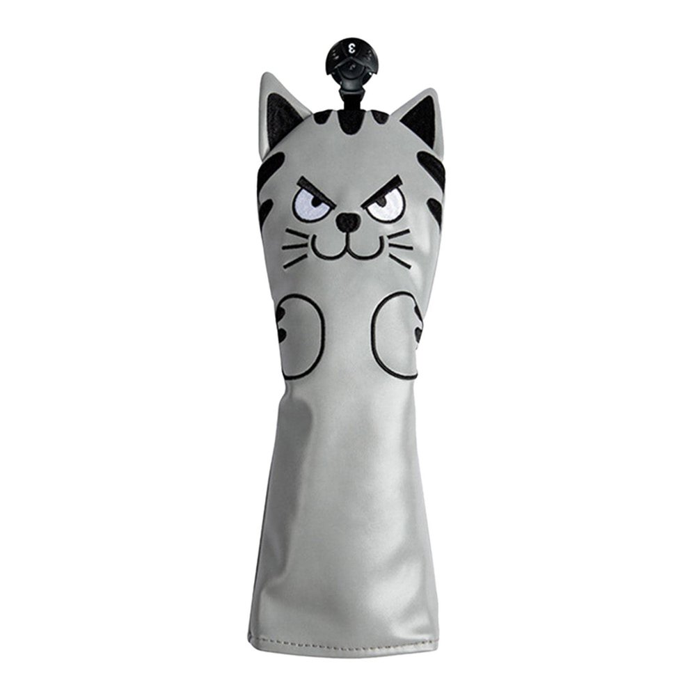 NineFit Basics Waterproof Golf Club Head Covers Accessories Golf Cue Protector Cat Pattern Thick Putter Headcover for Outdoor Beginners, UT Wood Grey