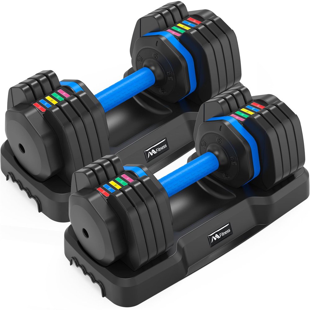 AmNooL Adjustable Dumbbell - 55lb x2 Set, Anti-Slip Handle, Fast Adjust Weight, Full Body Workout