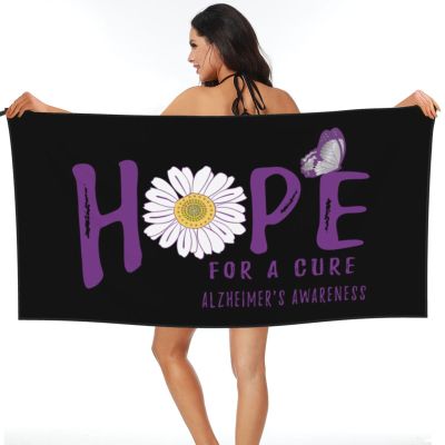 Hope for A Cure Alzheimer's Awareness Flower Beach Towel Microfiber Super Soft Beach Towels Quick Dry Towel for Swimmers Sand Proof Beach Towels for Women Men Girls Large Bath Towels 30x60inches