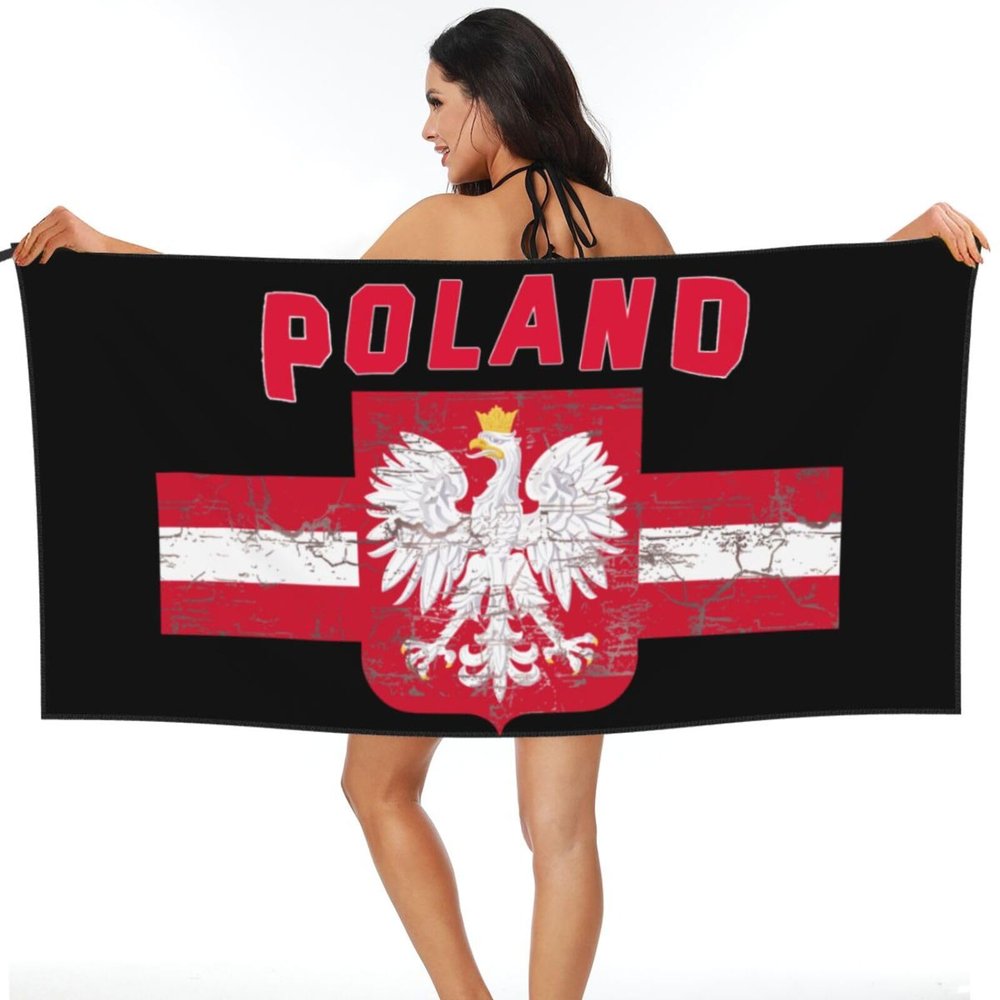 Eagle Poland Poles Flag 6 Beach Towel Microfiber Super Soft Beach Towels Quick Dry Towel for Swimmers Sand Proof Beach Towels for Women Men Girls Large Bath Towels 30x60inches