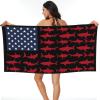Fish American America Flag Beach Towel Microfiber Super Soft Beach Towels Quick Dry Towel for Swimmers Sand Proof Beach Towels for Women Men Girls Large Bath Towels 30x60inches view 1