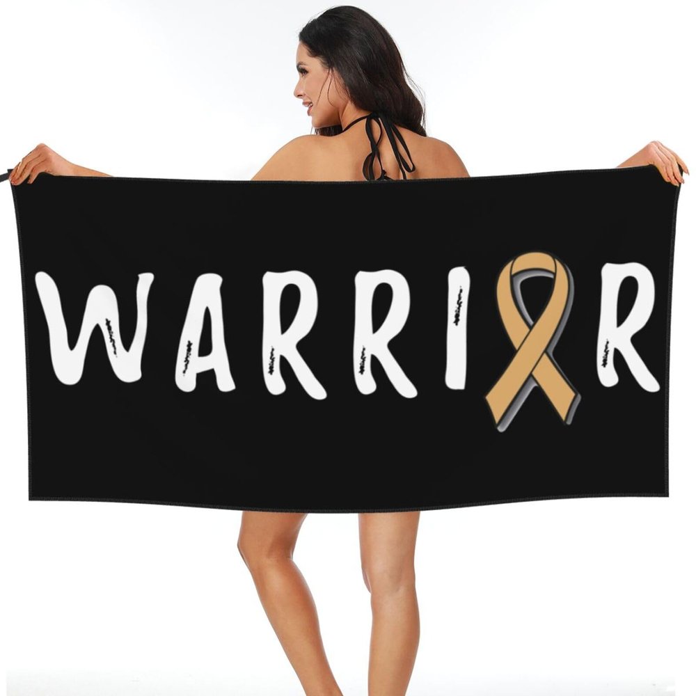 Warrior Childhood Cancer Awareness Beach Towel Microfiber Super Soft Beach Towels Quick Dry Towel for Swimmers Sand Proof Beach Towels for Women Men Girls Large Bath Towels 30x60inches