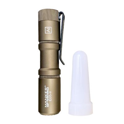 Manker E05 II (Al-Sand, Cool White Version, 6500K) Compact Flashlight, High Density LED Emitter 1300 Lumens,IPX8 Waterproof (White Filter)
