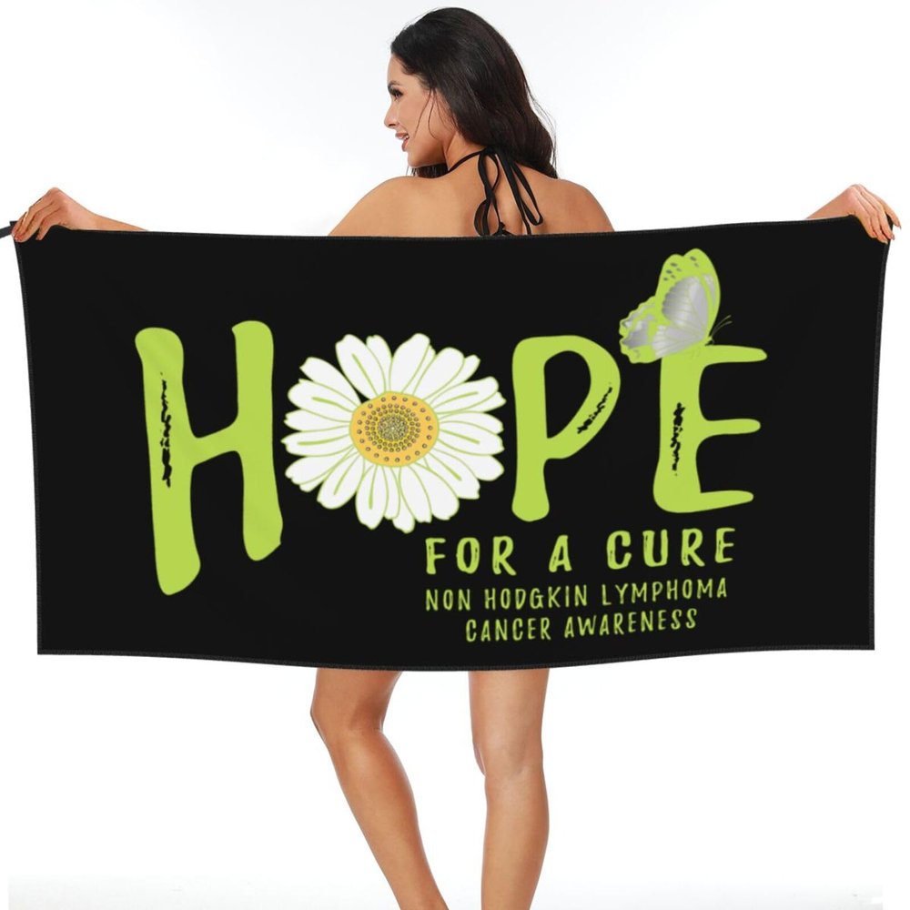Hope for A Cure Non Hodgkin Lymphoma Cancer Awareness Flower Beach Towel Microfiber Super Soft Beach Towels Quick Dry Towel for Swimmers Sand Proof Beach Towels Large Bath Towels 30x60inches