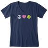 Life is Good. Women's Clean Peace Love Pickleball Short Sleeve Crusher Vee, Darkest Blue, Small view 1