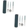 PRETYZOOM 2 Sets Silverware Portable Fork Spoon Kit Camping Cutlery Set Outdoor Tableware Compact Storage Box Easy to Clean view 1