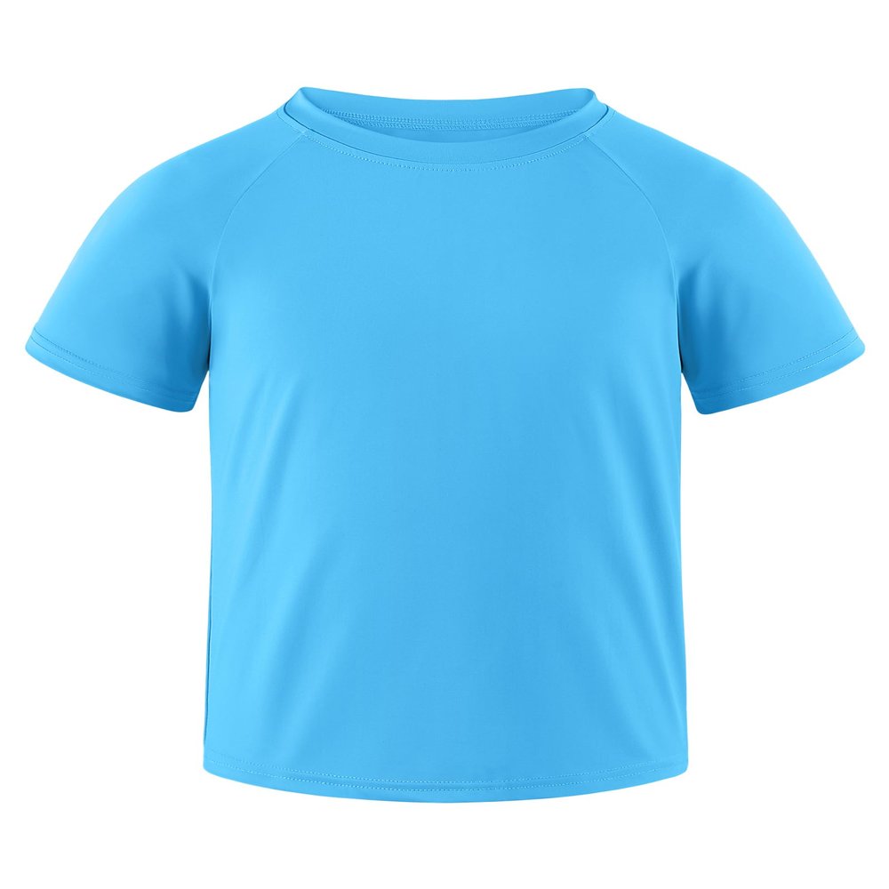 Auranso Boys Rash Guard Short Sleeve Boys Swim Shirt UPF 50+ Quick Dry Shirt Blue 13-14 Years