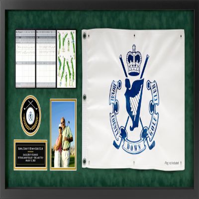 Premier Universal Golf Achievement, Event, Award Display Case Frame, 5 Components for Ball, Scorecard, Photo, Printed Graphic Info Insert & Golf Flag