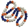 Power Energy Sports Rhinestone Crystal Pollyanna Bling Disco Ball Beaded Bead Baseball Player Necklace, Orange Blue Gators (18" inches) view 1
