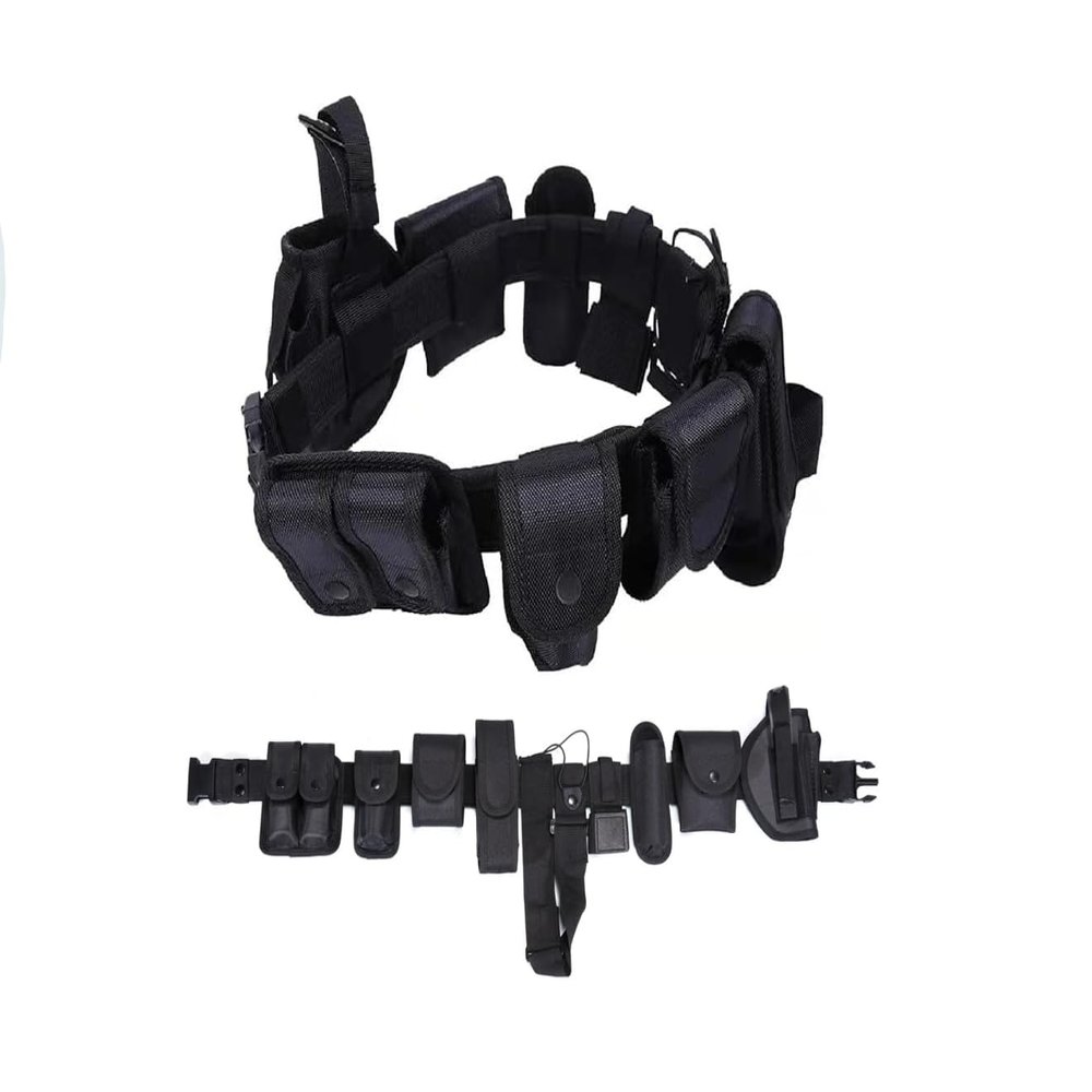 HUNANBANG Outdoor 10pcs Modular Hunting Fishing Duty Belt Police Security Law Enforcement Tactical Equipment System Utility Belt Hunting Black (10pcs belt set2)