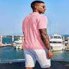 COOFANDY Men's Short Sleeve Shirts Knit Button Down Polo Shirt Casual Summer Beach Tops Light Pink view 3