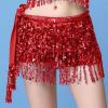 Generic Belly Dance Hip Scarf Sequin Tassel Skirt Wrap Sparkly Rave Costume for Women Belt Dance Festival Performance Skirt, A02_red view 2
