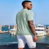 COOFANDY Men's Knit Shirts Short Sleeve Button Down Polo Shirt Casual Beach Tops Ice Green view 3