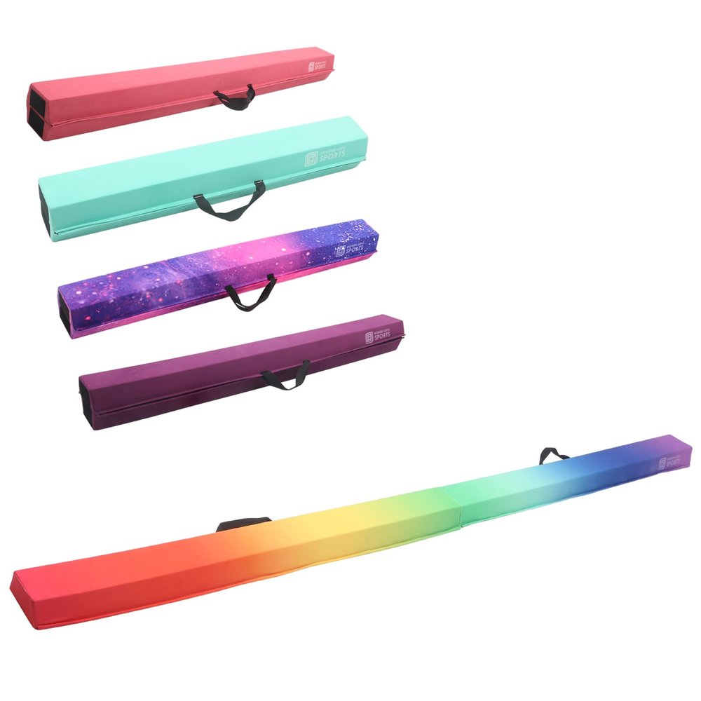 Modern-Depo Foldable Gymnastics Balance Beam 6 Ft / 8 Ft / 9 Ft / 9.5 Ft for Home Use, Therapy, Practice, Training, Foam Folding Floor Beam for Kids, Non Slip Walking Beam Floor Balance Base