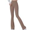 Uillui Womens Casual Flare Leggings Long Bootleg Yoga Pants Hight Waisted Dress Yoga Pants Wide Leg Workout Gym Pants Khaki view 1