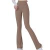 Uillui Womens Casual Flare Leggings Long Bootleg Yoga Pants Hight Waisted Dress Yoga Pants Wide Leg Workout Gym Pants Khaki view 2