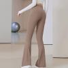 Uillui Womens Casual Flare Leggings Long Bootleg Yoga Pants Hight Waisted Dress Yoga Pants Wide Leg Workout Gym Pants Khaki view 4