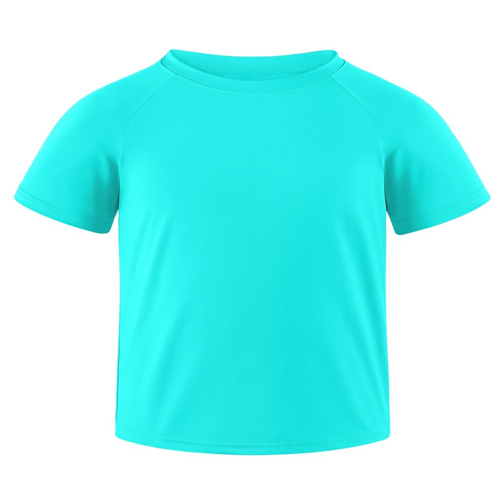 Auranso Boys Rash Guard Short Sleeve Boys Swim Shirt UPF 50+ Quick Dry Shirt Lake Blue 9-10 Years