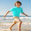 Auranso Boys Rash Guard Short Sleeve Boys Swim Shirt UPF 50+ Quick Dry Shirt Lake Blue 9-10 Years view 3