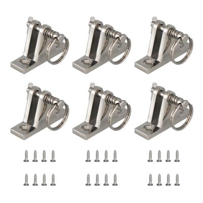 DNB Bimini Top Deck Hinges - 6 Packs Stainless Steel 316 with Ring and Removable Pin - Extra Installation Screws Included