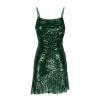 Women's Glitter Sequin Dress Spaghetti Strap Fashion Sparkle Party Dresses Bodycon Cocktail Party Mini Dress Clubwear Army Green view 3
