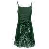 Women's Glitter Sequin Dress Spaghetti Strap Fashion Sparkle Party Dresses Bodycon Cocktail Party Mini Dress Clubwear Army Green view 4