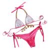 Swimsuit for Women 2024 Sexy String Triangle Thong Bikini Bathing Set Two Piece Tassels Push Up Swim Suits Gradient Pink view 4