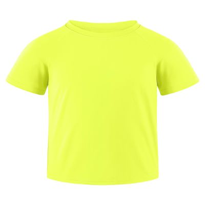 Auranso Boys Rash Guard Short Sleeve Boys Swim Shirt UPF 50+ Quick Dry Shirt Fluorescent Yellow 9-10 Years