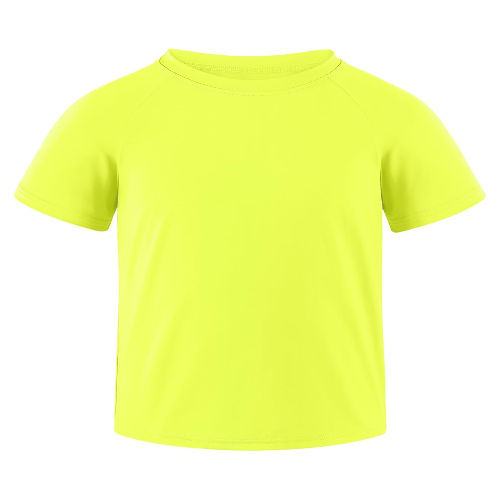 Auranso Boys Rash Guard Short Sleeve Boys Swim Shirt UPF 50+ Quick Dry Shirt Fluorescent Yellow 9-10 Years