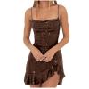 Women's Glitter Sequin Dress Spaghetti Strap Fashion Sparkle Party Dresses Bodycon Cocktail Party Mini Dress Clubwear Coffee view 1