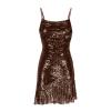 Women's Glitter Sequin Dress Spaghetti Strap Fashion Sparkle Party Dresses Bodycon Cocktail Party Mini Dress Clubwear Coffee view 3