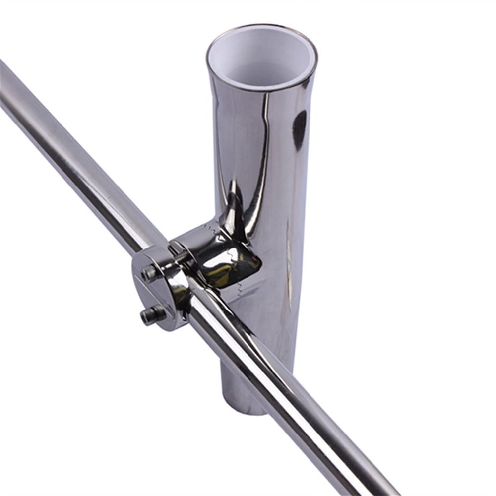Eye Hooks 2X Stainless Steel Fishing Rod Holder for Boat Yacht Adjustable Clamp-on 7/8"-1" Rail Mount Hooks with Screws
