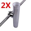 Eye Hooks 2X Stainless Steel Fishing Rod Holder for Boat Yacht Adjustable Clamp-on 7/8"-1" Rail Mount Hooks with Screws view 2