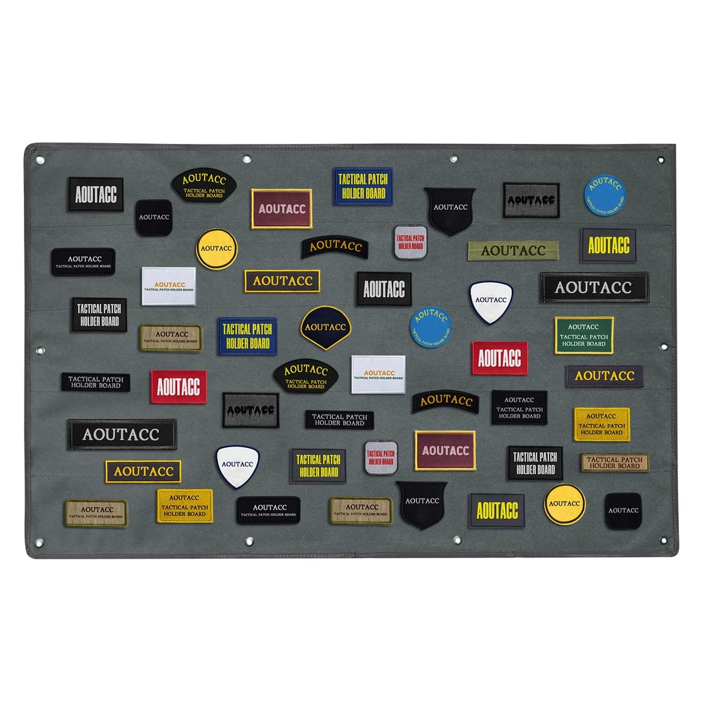 AOUTACC Tactical Military Patch Holder Board Hook & Loop Morale Patch Panel, Tactical Patch Display Panel for Military Uniform Hook and Loop Badges-Gray(108 * 70CM)