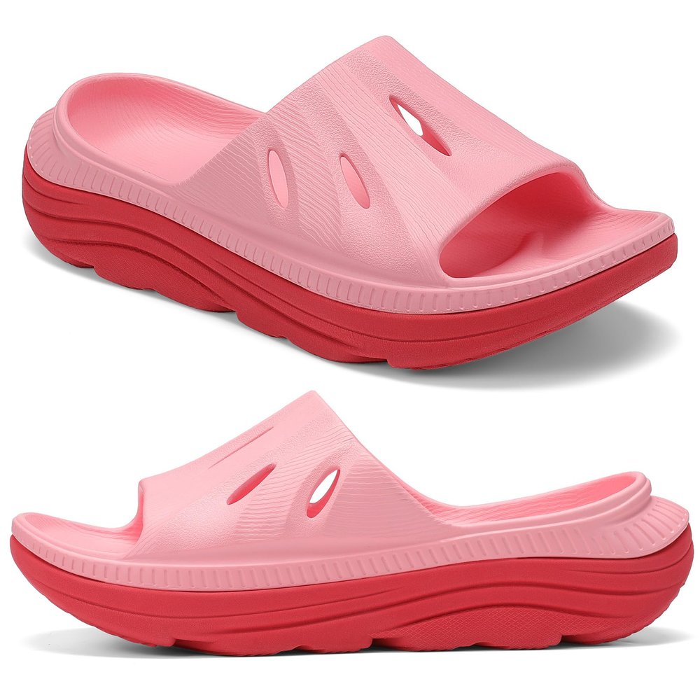 OZLOOK Womens Recovery Sandals Slides for Mens Plantar Fasciitis Sport for Sandals Comfortable Orthotic Athletic Arch Support Slides, Lightweight Cloud Slippers Thick Cushion Open Toe