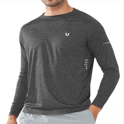 NORTHYARD Men's Sun Protection Shirts UPF 50+ Long Sleeve Swim Rash Guard Shirt Running Workout Athletic Hiking UV Fishing CARBONHEATHER 4XL