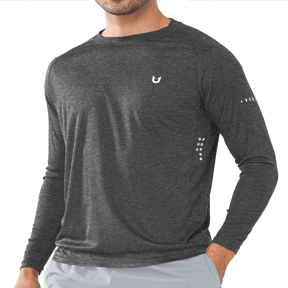 NORTHYARD Men's Sun Protection Shirts UPF 50+ Long Sleeve Swim Rash Guard Shirt Running Workout Athletic Hiking UV Fishing CARBONHEATHER 4XL
