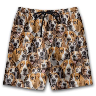 Beagle Mens Swim Trunks - Hawaiian Mens Shorts - Summer Drawstring Beachwear Shorts Series 43 Size L