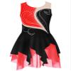 XUNZOO Kid Girls Hollow Back Ice Figure Skating Costume Sleeveless Rhinestone Leotard Dress for Dance Performance G1057Black&Red 16 Years view 1