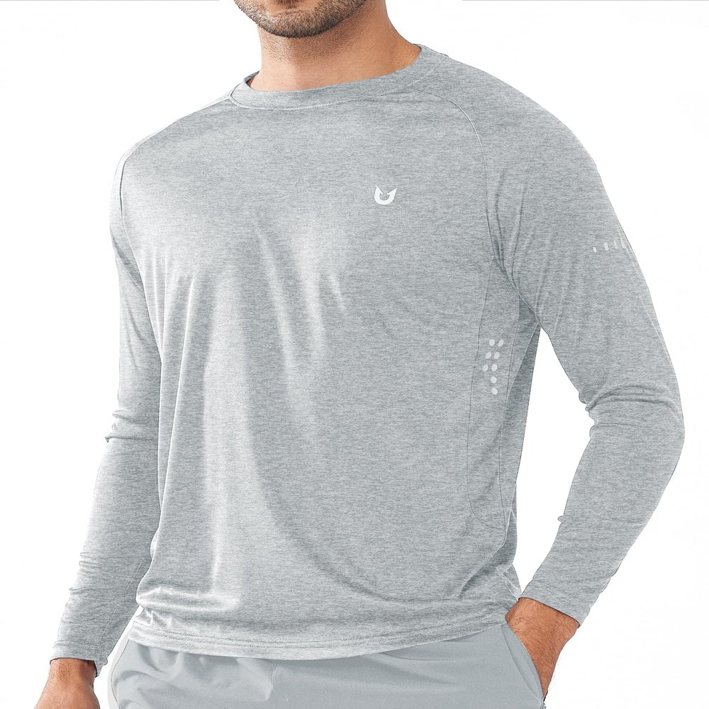 NORTHYARD Men's Sun Protection Shirts UPF 50+ Long Sleeve Swim Rash Guard Shirt Running Workout Athletic Hiking UV Fishing GREYHEATHER L