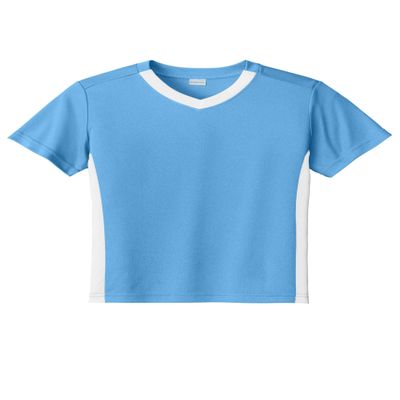 SPORT-TEK Youth Competitor United V-Neck Carolina Blue/White