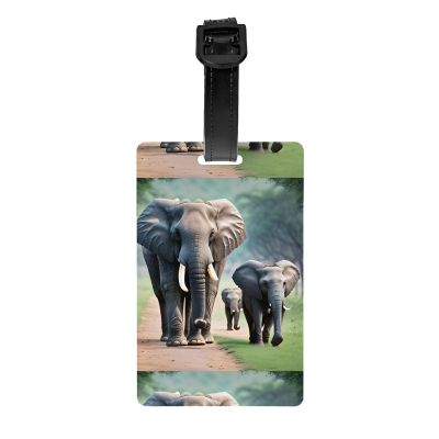 Elephant Family Luggage Tags,Personal Information Card Holder,Suitable for Suitcases,Sports Bags,and More