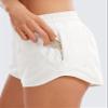 CRZ YOGA Low Waisted Running Shorts for Women 2.5" - Mesh Liner Quick Dry for Workout Sport Athletic with Zipper Pocket White Small view 3