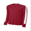 SPORT-TEK Competitor United Long Sleeve Crew | Gym T-Shirt for Men & Women, Summer Fashion Workout Top, Athletic Clothing Deep Red/White view 3
