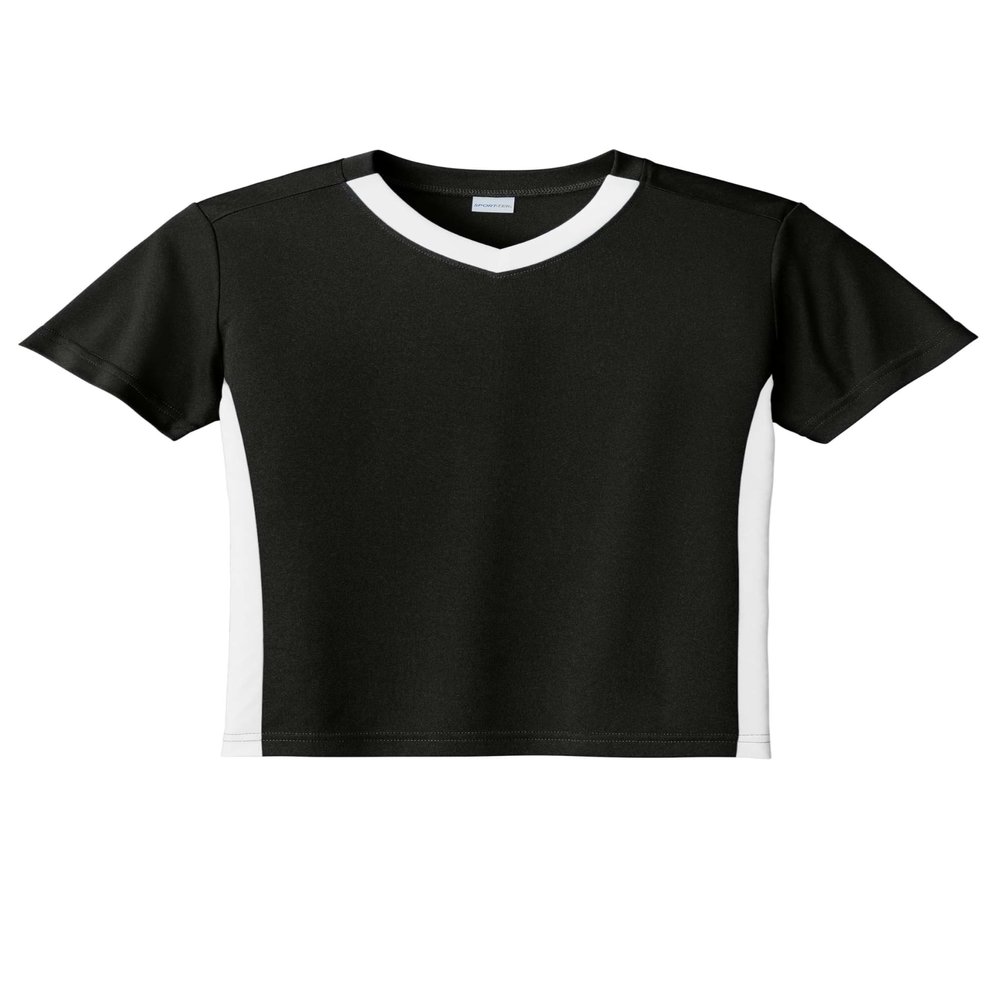 SPORT-TEK Youth Competitor United V-Neck Black/White