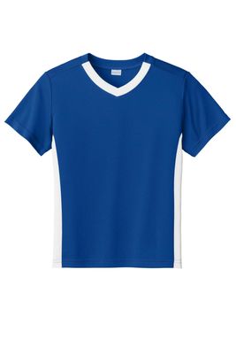 SPORT-TEK Youth Competitor United V-Neck | Kids' Lightweight Shirt for Spring & Summer, Breathable Clothing for Boys & Girls